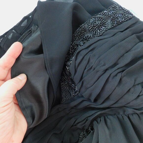 London Style Nights Black Cocktail Dress Strapless Womens 12 Chiffon Flowing NWT - Picture 11 of 12